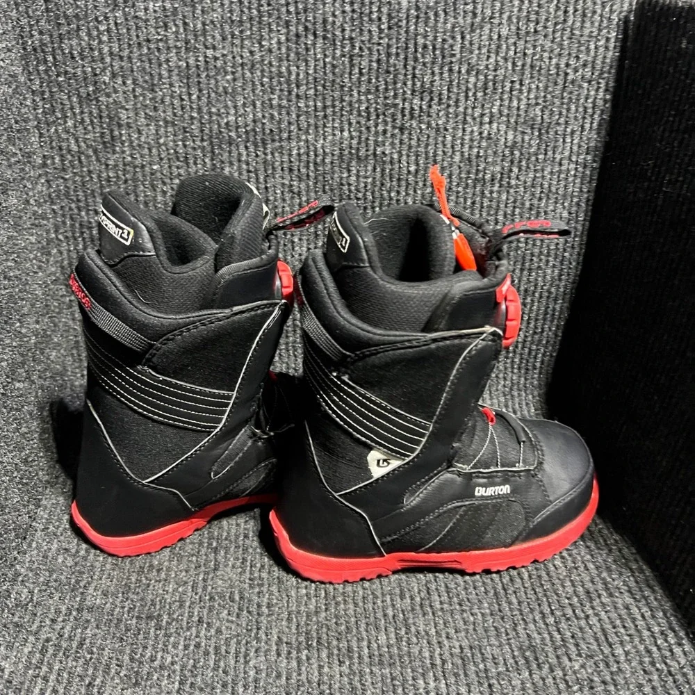 Burton Zipline Snowboard Boots Youth 4 Black Red BOA Lacing Imprint 1 Liner